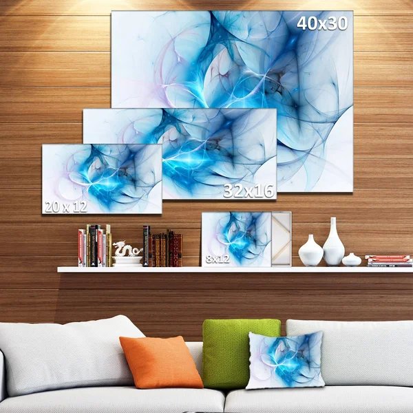 Designart &Blue Nebula Star& Abstract Digital Art Canvas Print - 40 in. Wide x 30 in. High