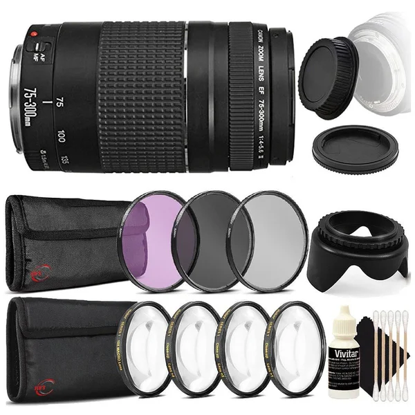 Canon EF 75-300mm f/4-5.6 III USM Telephoto Zoom Lens with Accessories for Canon SLR Cameras