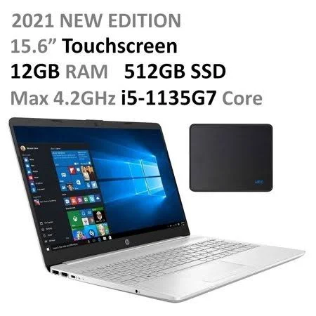 Newest Premium High Performance HP 15.6 inch HD Touch Screen Laptop Notebook, Intel Quad-Core i5-1135G7 (Max 4.2GHz), 12gb Ram