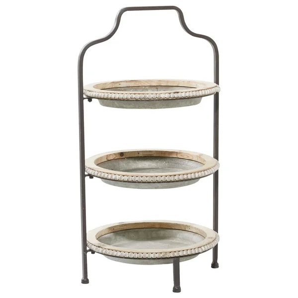 Decmode Grey Metal Farmhouse Tiered Server - 29 x 16 x 15 - 43392