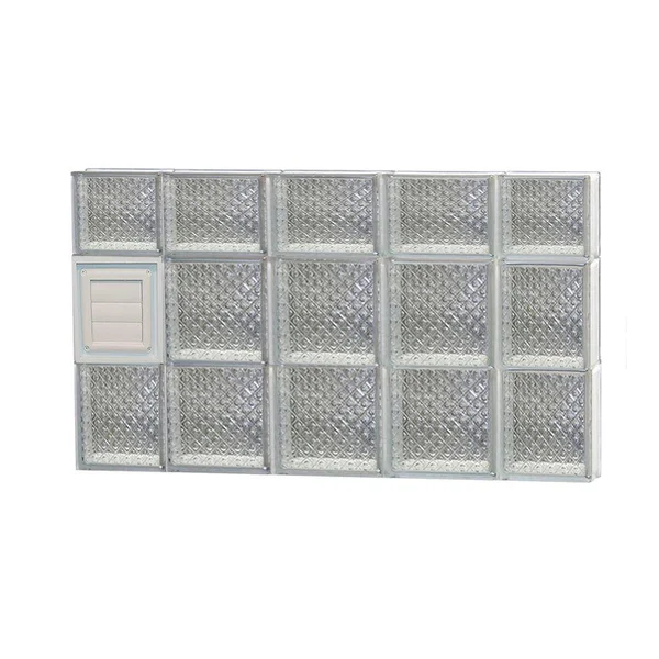 REDI2SET Diamond Glass Pattern Frameless Replacement Glass Block Window (Rough Opening: 36-in x 22-in; Actual: 34.7500-in x 21.2