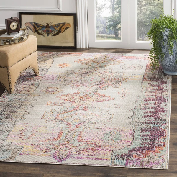Safavieh CRS517P Crystal Light Grey - Purple Area Rug - 7& x 7& Round