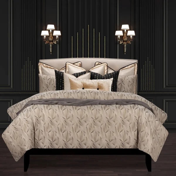 F. Scott Fitzgerald Fine Point Sable Luxury Bedding Set, Size: Full, Beige