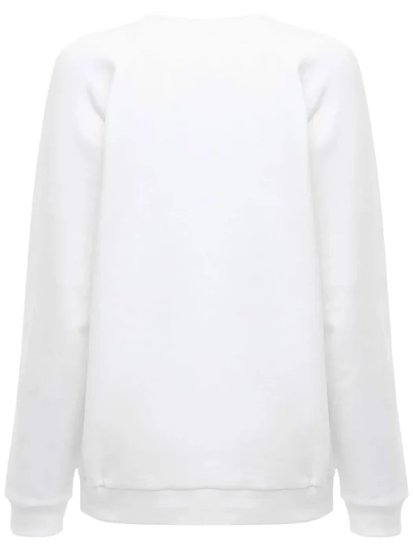 Balmain, Women Logo Printed Cotton Sweatshirt White/Black Xxs