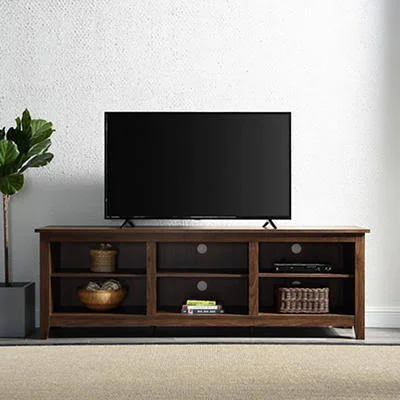 W. Trends 70x22 Rustic Open Storage TV Stand or TVs Up to 80x22 - Dark Walnut