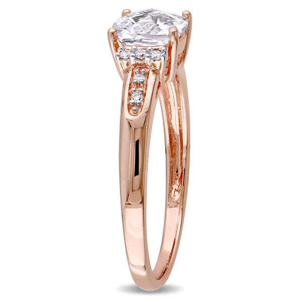 Miadora 10K Rose Gold Created White Sapphire and Diamond Accent Engagement Ring - 7