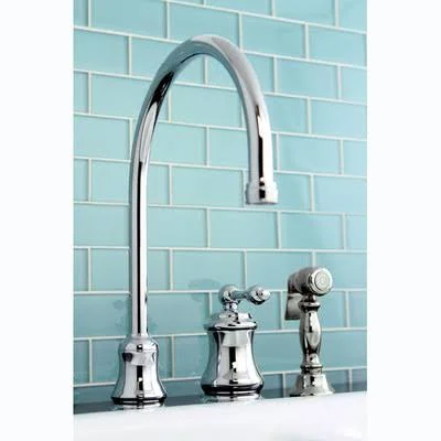 Kingston Brass KS3811ALBS Single Handle Widespread Kitchen Faucet with Brass Sprayer - Polished Chrome