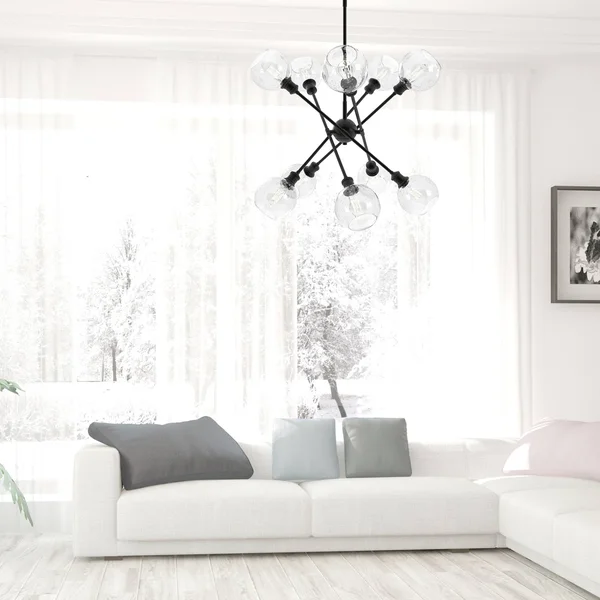 Golden Lighting 1945-10 BLK-GLOBE-SD Axel 10 Light Chandelier (with Shades) in Matte Black