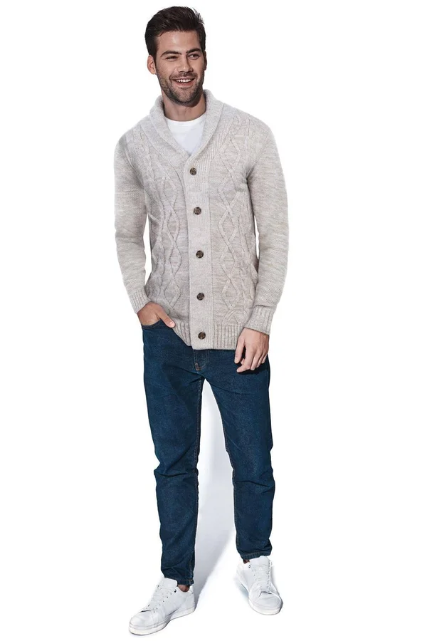 X-Ray Men's Shawl Collar Cable Knit Cardigan - Black