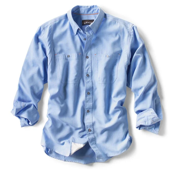 Orvis Men's Tech Chambray Work Shirt - Medium Blue, XL