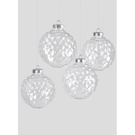 4in Clear Plastic Ornament Balls, Set of 4