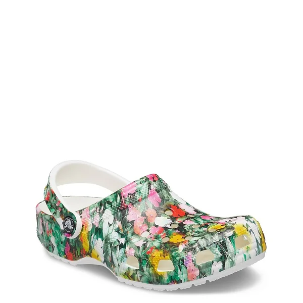 Women's Crocs Classic Clog - Green Floral Print - Size 11