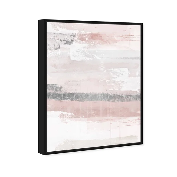 Oliver Gal 'Sophisticated Elements Blush' Abstract Wall Art Framed Canvas Print Paint - Pink - Gray - 20 x 24 - Black