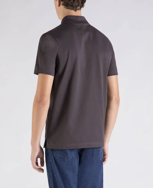 Paul & Shark Organic Cotton Piqué Polo with Shark Badge - Brown