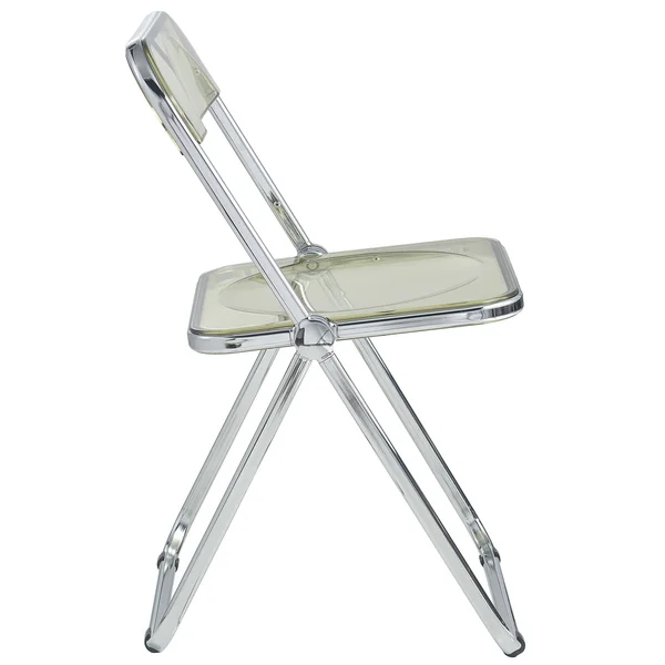 LeisureMod Lawrence Acrylic Folding Chair with Metal Frame Amber, Set of 2