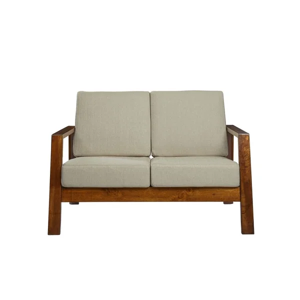 Carson Carrington Horuphav Mid-Century Tan Linen and Wood Loveseat