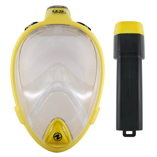 Airgo II LX- Snorkeling Full Face Mask+Snorkel Combo, U.S. Divers Clear Lens/Black, L/XL