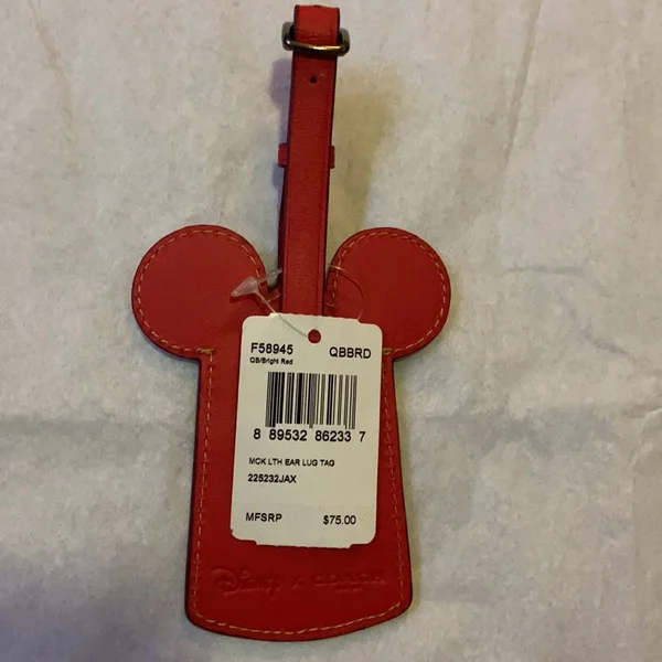 Coach Mickey Luggage Tag with Mickey Ears (Bright Red)
