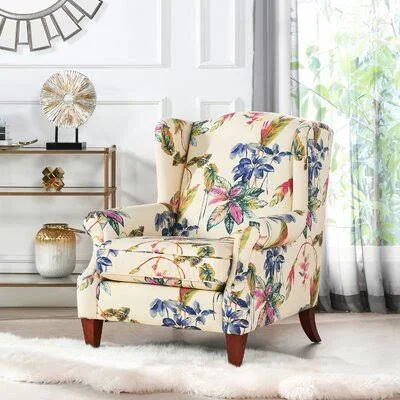 Camborne 35.5x22 Wide Polyester Wingback Chair House of Hampton Upholstery Color: Tropical Floral