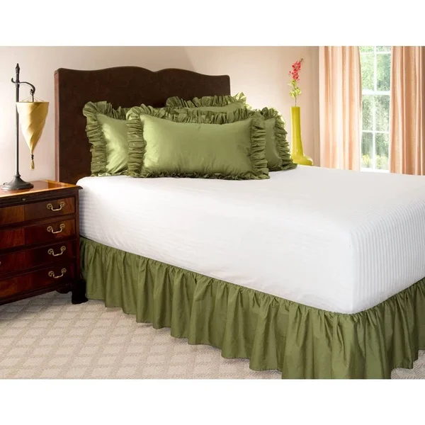 Ruffled Bed Skirt Full - Stone 21 inch Drop Bedskirt with Platform, Wrinkle and F