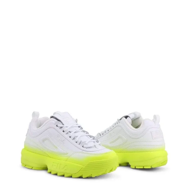 Fila Women's Disruptor II Brights Fade Sneakers - White/Safety Yellow, 9 M