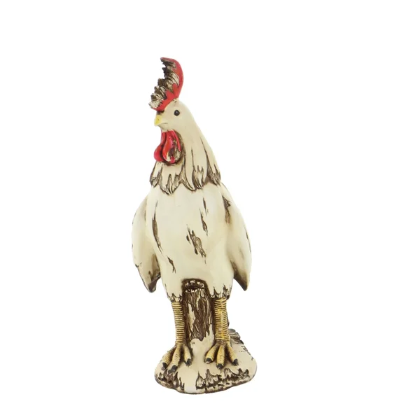 Benjara BM216401 Polystone Frame Rooster Sculpture with Stable Base Antique White
