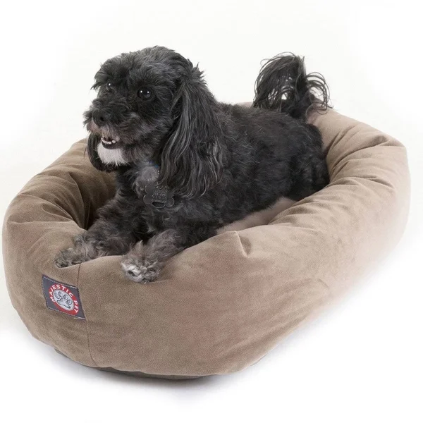 Majestic Pet Suede Bagel Dog Bed, Navy, 24-in