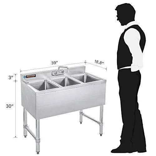 DuraSteel SCSM19393S18 38.5x22 L x 18.8x22 W Free Standing Service Sink with Faucet