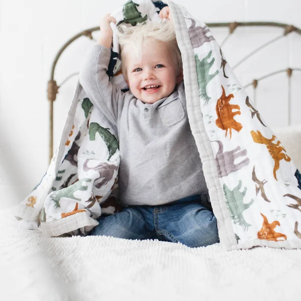 Little Unicorn Big Kid Cotton Muslin Quilt Dino Friends