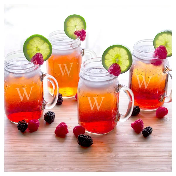 Cathy&s Concepts Personalized Set of 4 Old Fashioned Drinking Jars