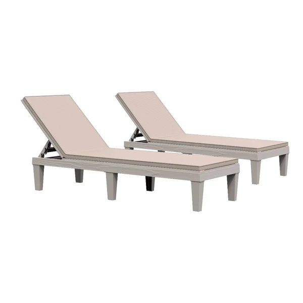 Outsunny 2-Piece Outdoor Patio Chaise Lounge Chair with 5-Level Adjustable backrest - Zippered Cushions & Modern Design