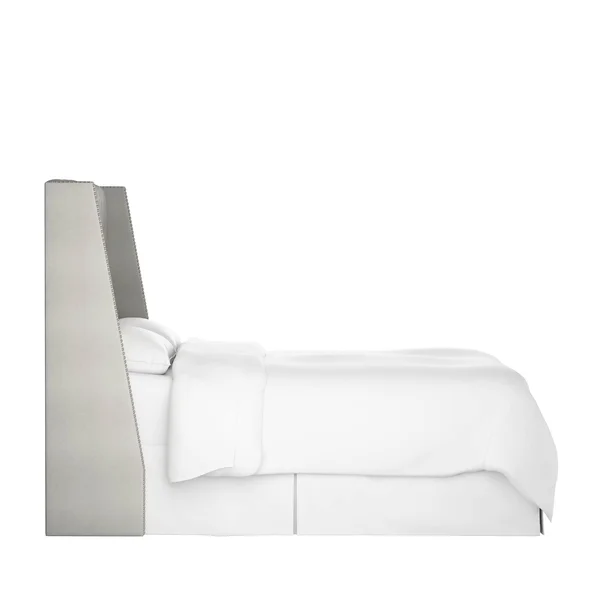 Full Diamond Tufted Wingback Headboard Medium Gray Velvet with Pewter Nail Buttons - Skyline Furniture