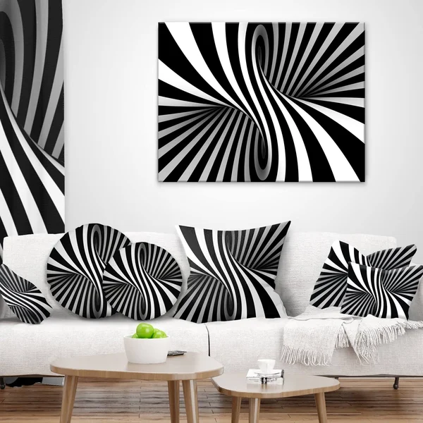 Designart &Black and White Spiral& Digital Canvas Art Print - 32 in. Wide x 16 in. High