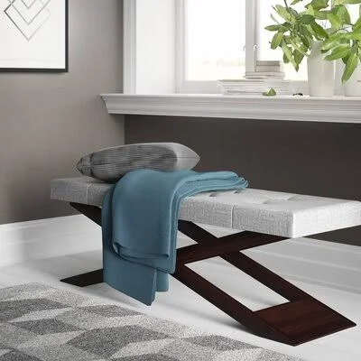 Zipcode Design Lani Wood Bench Upholstery: Grey