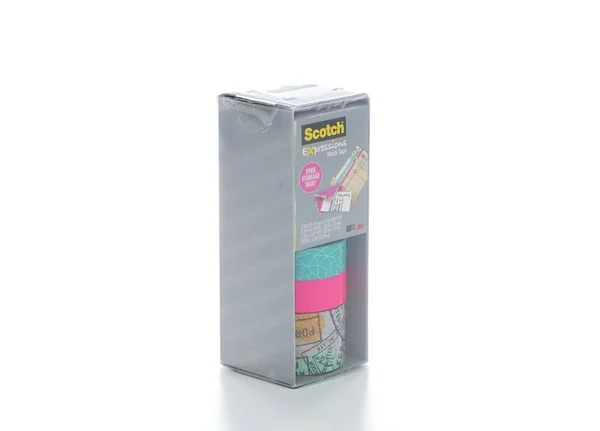 Scotch Expressions Washi Tape - Multi-Pack with Storage Box, Neon Pink, Travel, 3 Rolls (C317-3PK-TRV)