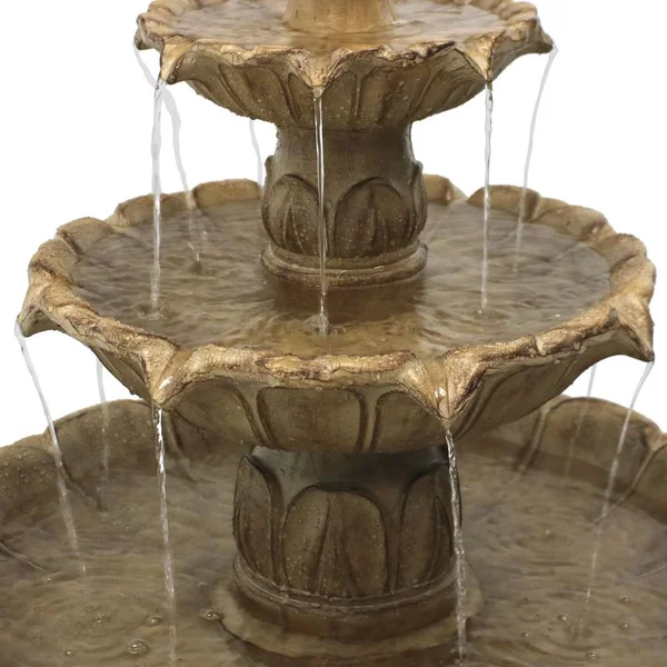 Sunnydaze Decor Classic Tulip 3-Tiered Outdoor Water Fountain, Light Brown