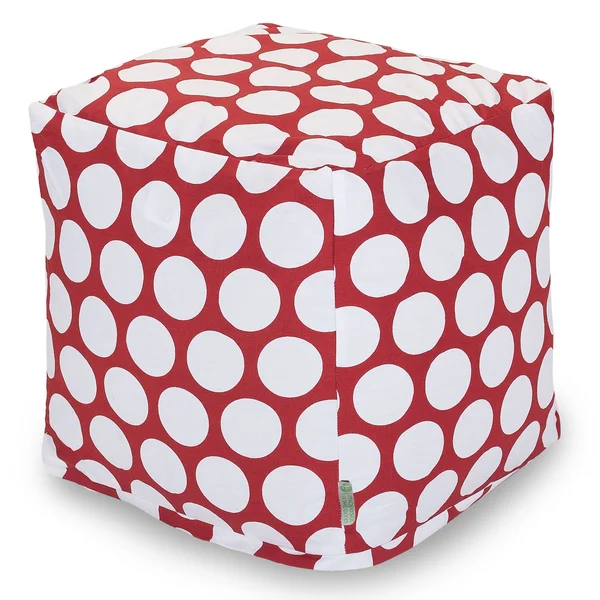 Majestic Home Goods Red Hot Large Polka Dot Cube, Small