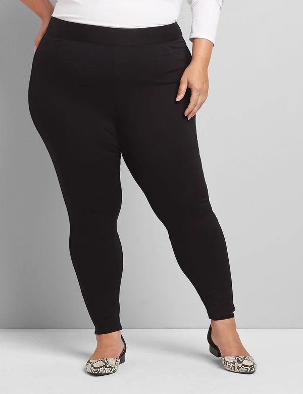 Plus Size Women's Pull-On High-Rise Ponte Legging, Size: 18/20, Black, Lane Bryant