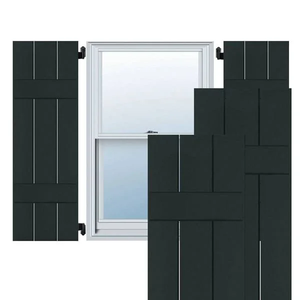 Ekena Millwork 2-Pack 12-in W x 60-in H Black Forest Green Board and Batten Wood Western Red Cedar Exterior Shutters, RWB12X060