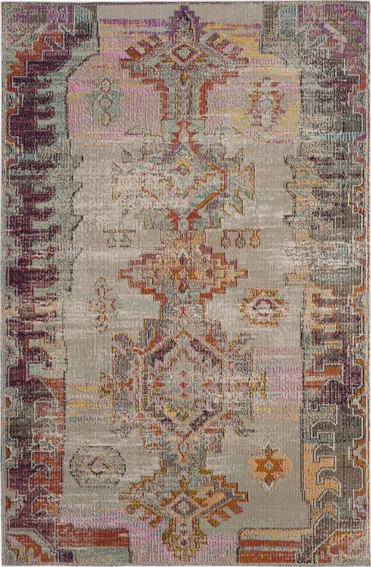 Safavieh CRS517P Crystal Light Grey - Purple Area Rug - 7& x 7& Round