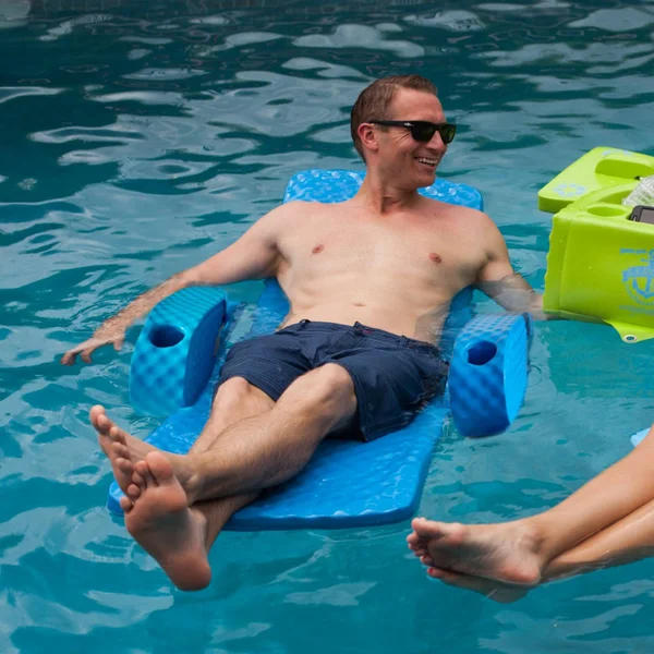 TRC Recreation Folding Baja Float Swimming Pool Water Lounger Chair - Marina Blue