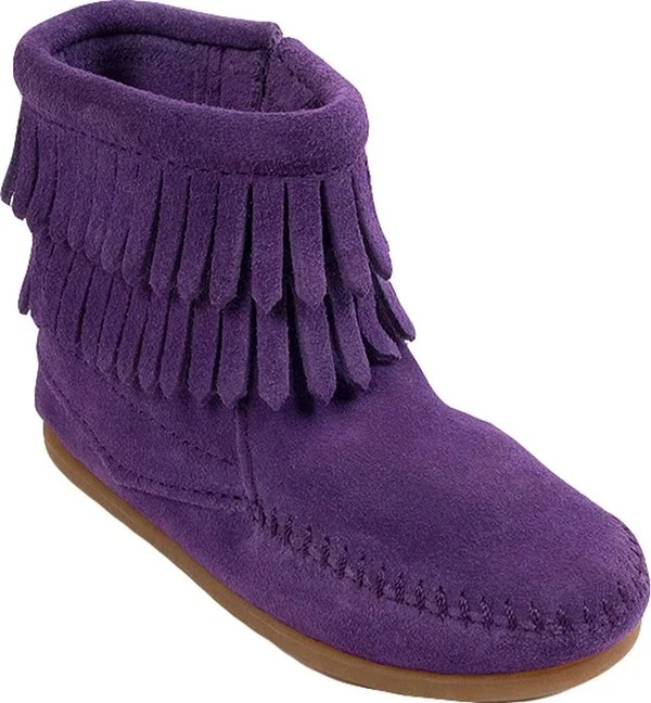 Minnetonka Toddler Girls Double Fringe Side Zip Boot - Purple