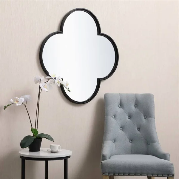 Allora 32x22 Plum Mid Century Metal Frame Clear Mirror in Black