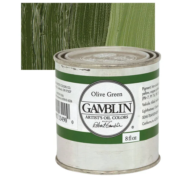 Gamblin Artist&s Oil Color - Olive Green - 8 oz Can