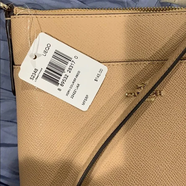 Coach North South Swingpack Embossed Textured Leather Beechwood