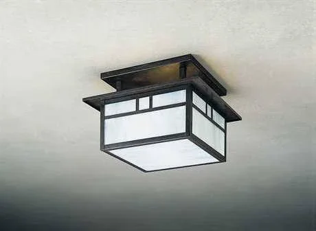 Arroyo Craftsman Lighting Huntington Two-Light Semi-Flush Mount Light Double T-Bar Overlay - Antique Brass, Clear Seedy - HCM-1