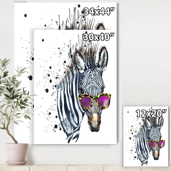 Design Art Animal &Funny Zebra Watercolor& Painting, Blue