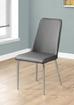 Monarch Specialties 37 in. Faux Leather and Chrome Dining Chair - Size: Set of 2, Grey