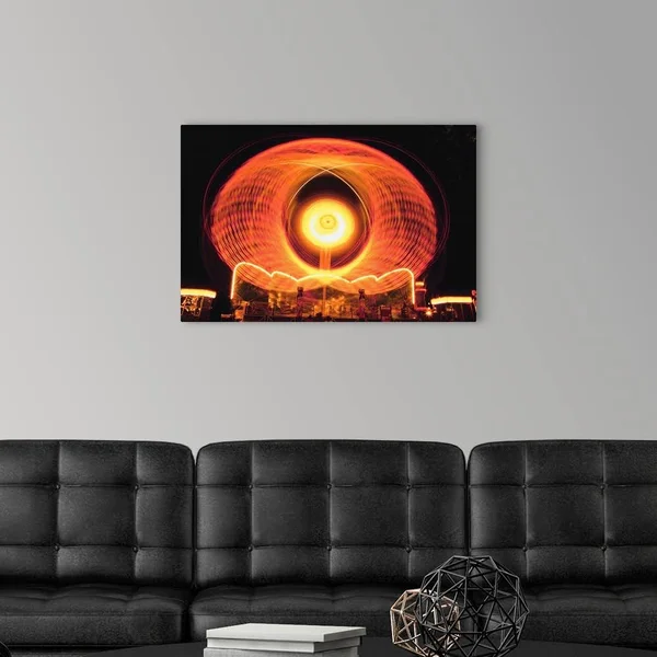 Illuminated Carnival Ride at Night - Canvas Wall Art, 30x20, Great Big Canvas