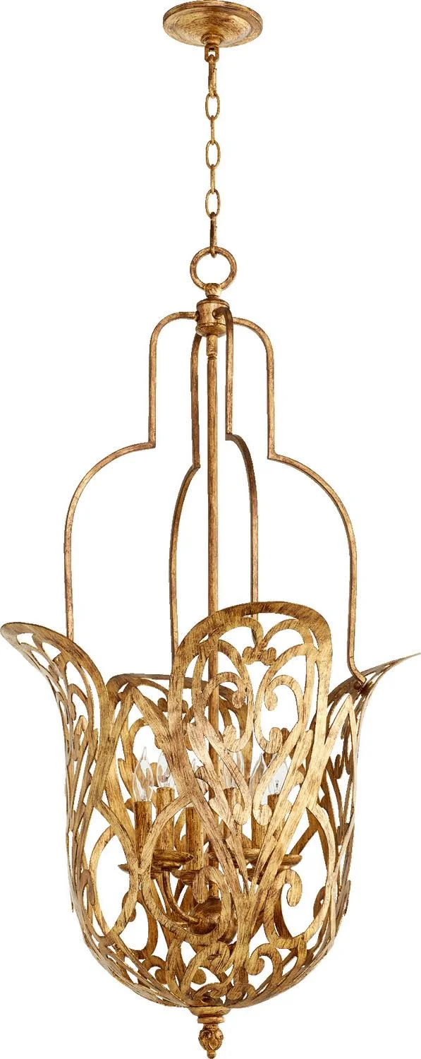 Quorum Le MONDE 6-Light Pendant Vintage Gold Leaf 8192-6-30